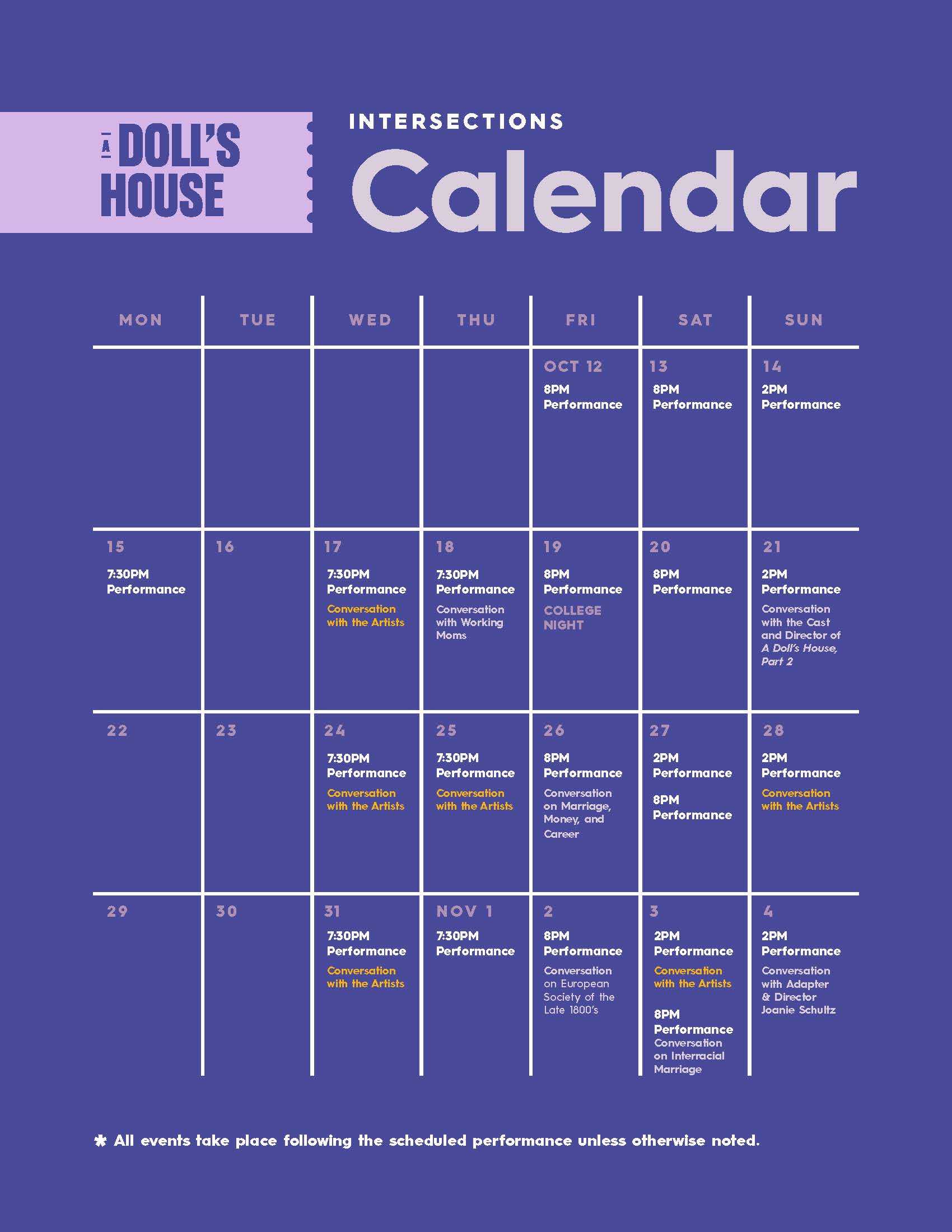 A Doll's House Intersections Calendar A Doll's House Intersections Calendar